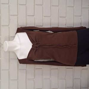 Melrose And Market Brown Tie Front Long Sleeve Top. Size Medium NWT